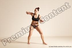 Underwear Martial art Woman White Moving poses Average long colored Dynamic poses Academic